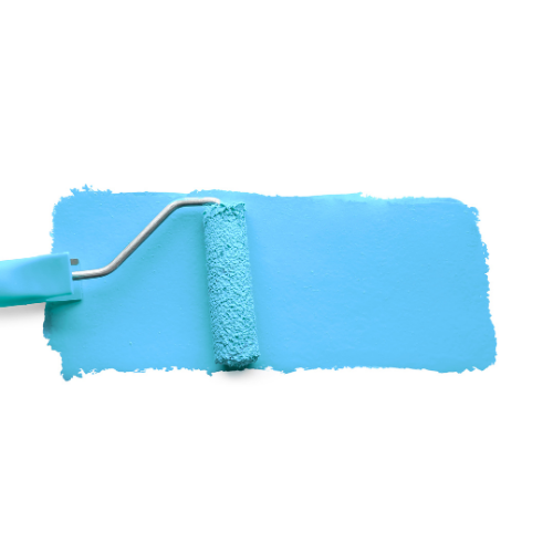 Blue Paint Roller on Wall