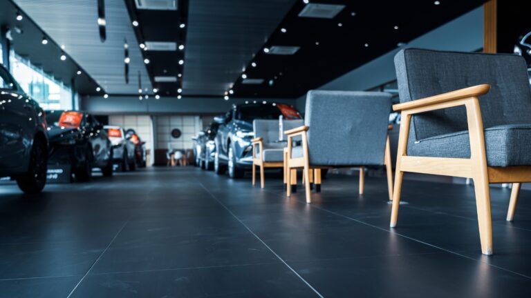 Car dealership walls ceiling and floors